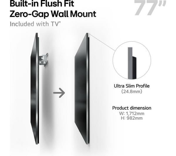 OLED evo LG G5 77 Inch 4K HDR Wall Mount Smart TV 2025