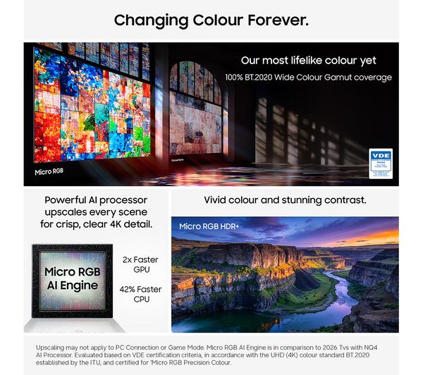 Micro RGB LED Samsung R85H 55 Inch 4K Smart AI TV 2026
