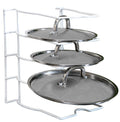 Bakeware and Lid Storage Rack with 4-Compartment Dividers