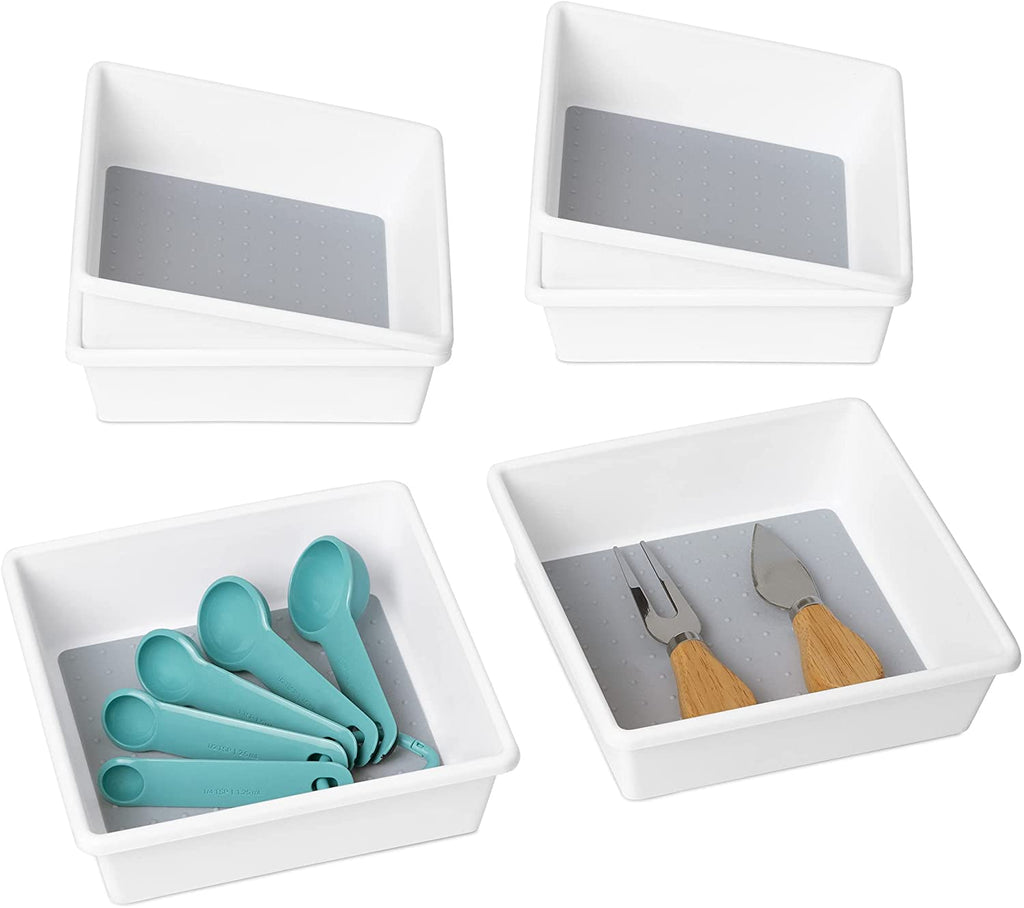 Plastic Drawer Organizer - BPA Free - 6.75 x 6.75 Inch - White